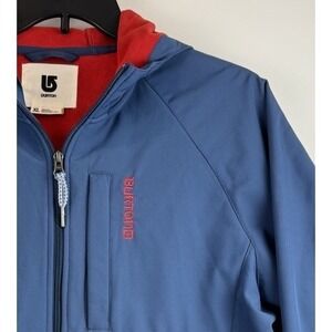 Burton Roland Softshell Hoodie Mens XL Blue‎ Red Fleece Lined Full Zip Jacket